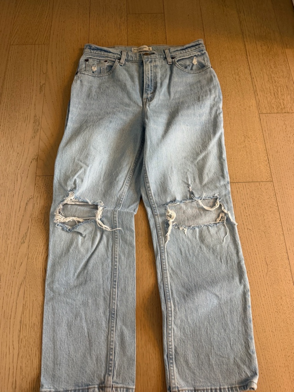Abercrombie & Fitch Light Blue Ripped Boyfriend Jeans